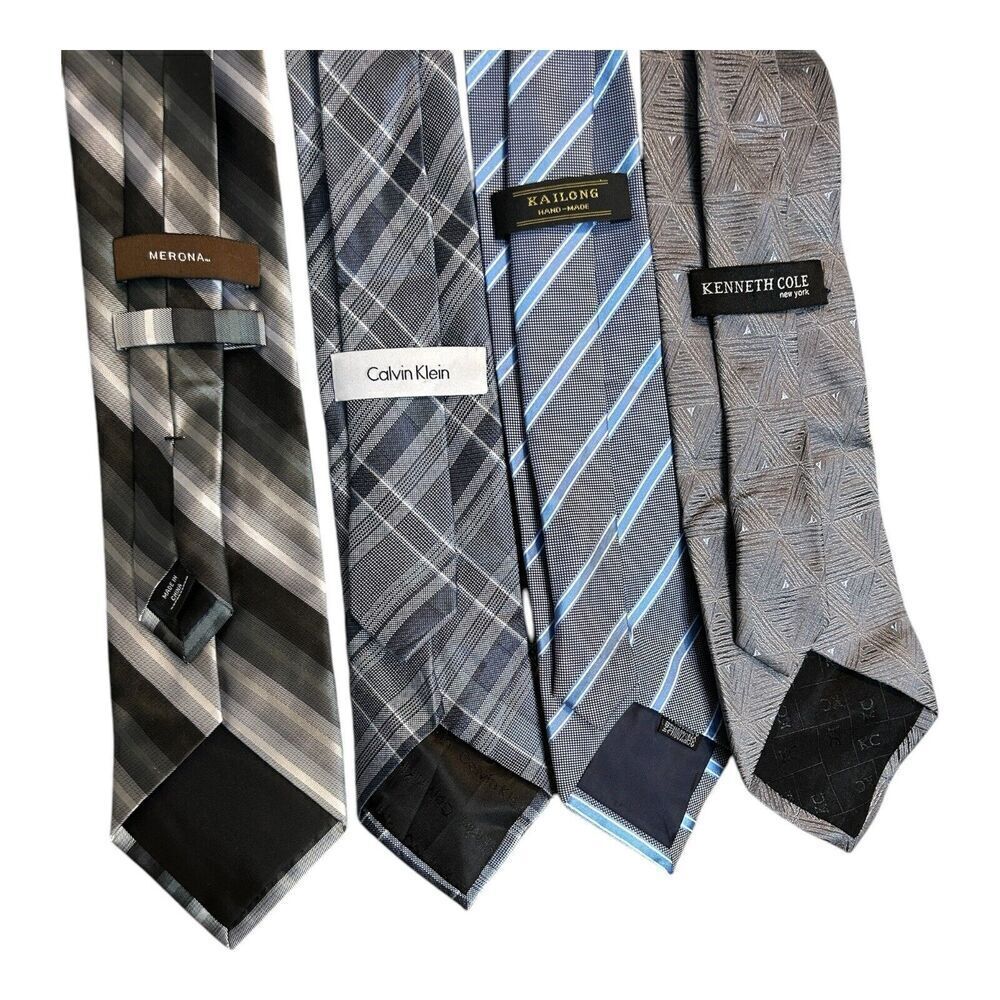 Calvin Klein Merona Kenneth Cole Kailong Gray Colored Men’s Neck Ties Silk 4